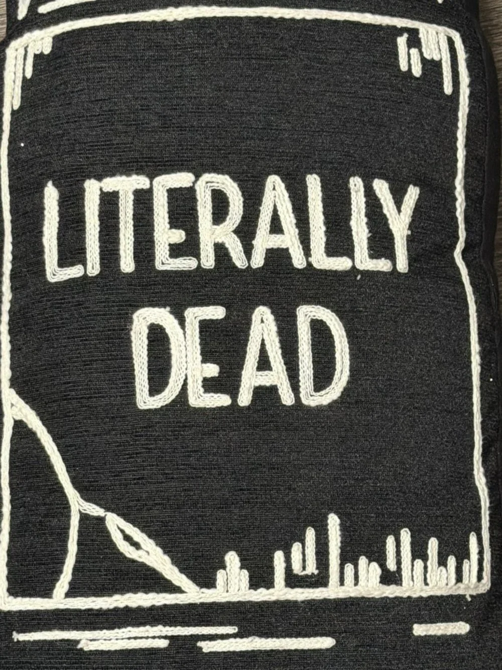 Black Literally Dead Decorative 12x24 Pillow Tombstone Halloween